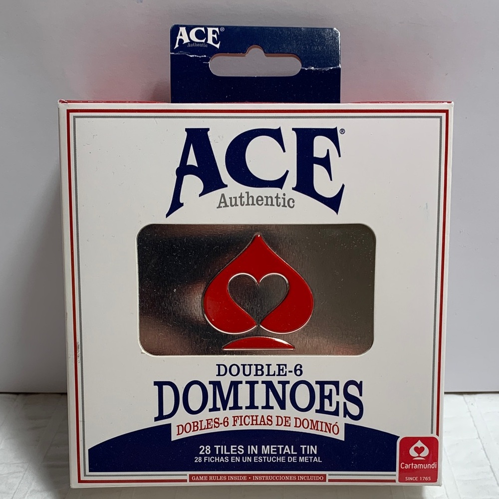 Ace Authentic Double-6 Dominoes in Metal Storage Tin